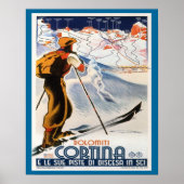 Ski Poster, Italië, Dolomites Cortina Poster (Voorkant)
