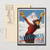Ski Poster, Italië, Val d'Aosta Briefkaart (Voorkant / Achterkant)