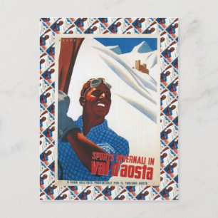 Ski Poster, Italië, Val d'Aosta Briefkaart