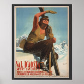  Ski Poster, Italië, Val d'Aosta Poster (Voorkant)
