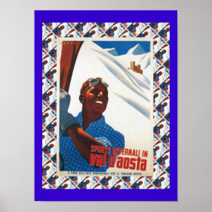  Ski Poster, Italië, Val d'Aosta Poster