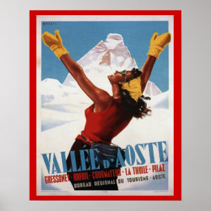  Ski Poster, Italië, Val d'Aosta Poster