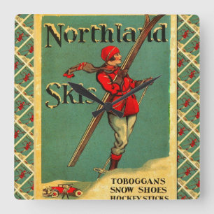 Ski Poster, Northland Skis Vierkante Klok