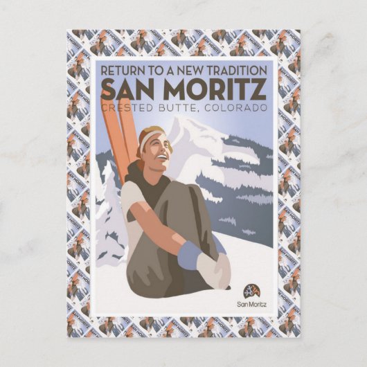  Ski Poster, San Moritz Crested Butte, Briefkaart (Voorkant)