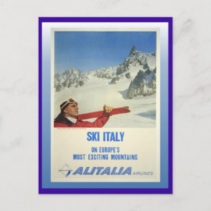 Ski Poster, Ski Italië, Alitalia Briefkaart