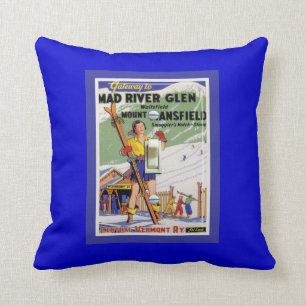  Ski Poster, Ski Mad RIver Creek Kussen