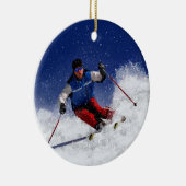 Ski Racing Down the Mountain Keramisch Ornament (Rechts)