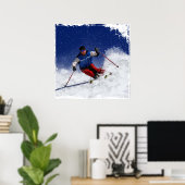 Ski Racing Down the Mountain Poster (Thuiskantoor)