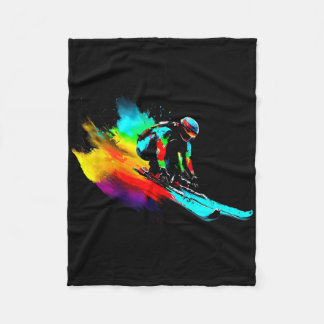 Ski Racing Rainbow Fleece Deken