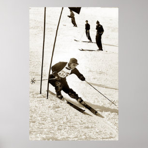 Ski Racing Slalom Skiing Sportdownhill Skiing Poster