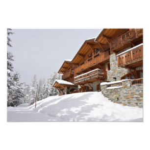 Ski resort chalet fotoprint foto afdruk