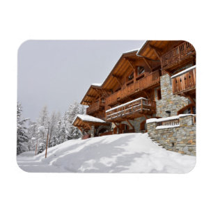 Ski resort chalet rechthoekige fotomagneet magneet