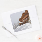 Ski resort chalet vierkante sticker (Envelop)