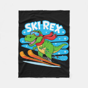 Ski Rex Grappige Skiende Dinosaur Winter Sporten D Fleece Deken