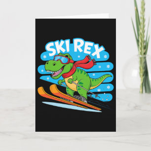 Ski Rex Grappige Skiende Dinosaur Winter Sporten D Kaart