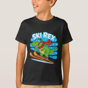 Ski Rex Grappige Skiende Dinosaur Winter Sporten O T-shirt