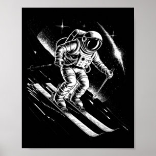 Ski ruimte wintersport skiën grappige skiër astron poster