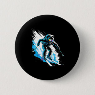 Ski ruimte wintersport skiër grappig skisport astr ronde button 5,7 cm