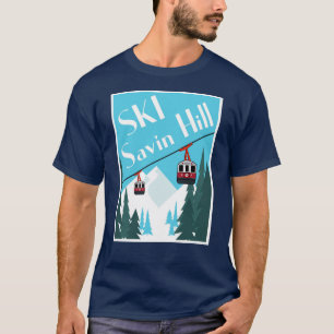 Ski Savin Hill Retro Ski Poster Style T-shirt