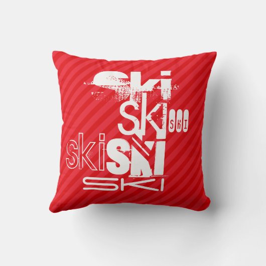 Ski; Scarlet Red Stripes Kussen (Achterkant)