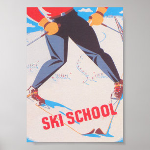 Ski School Retro  Ski Poster