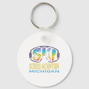 Ski Schuss Mountain Michigan Skivakantie Sleutelhanger
