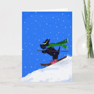 Ski Scottie Merry Kerstmis Kaart
