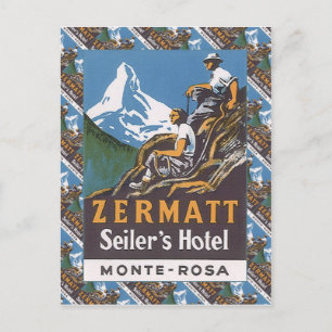 ski, Seiler's Hotel, Zermatt Briefkaart