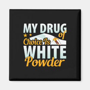 Ski-shirt witte poeder grappige sneeuw T-shirts sp Magneet