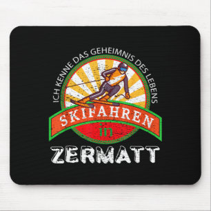 Ski skien cadeau vintage voor skiers uit Zermatt Muismat