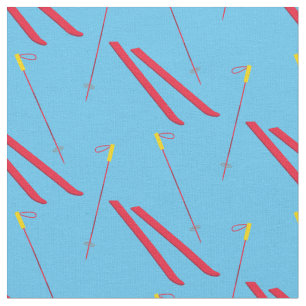 Ski Skiing Winter Sports Red Stof
