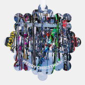 Ski - Skis en Polen Ornament Kaart (Achterkant)