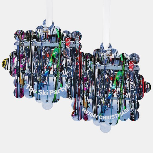 Ski - Skis en Polen Ornament Kaart (Voorkant / Achterkant)