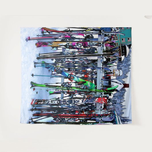 Ski - Skis en Polen Wandkleed (Voorkant (horizontaal))