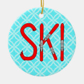 Ski Skis Keramisch Ornament (Voorkant)