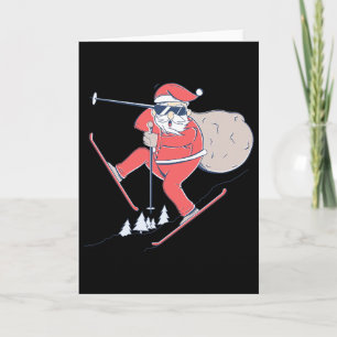 Ski Skisport Sneeuw Kerstman Kerstmis X-mas Cadeau Kaart