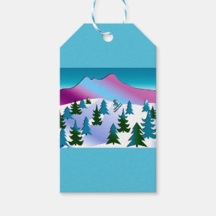 Ski Slope Art op Gift Labels Cadeaulabel