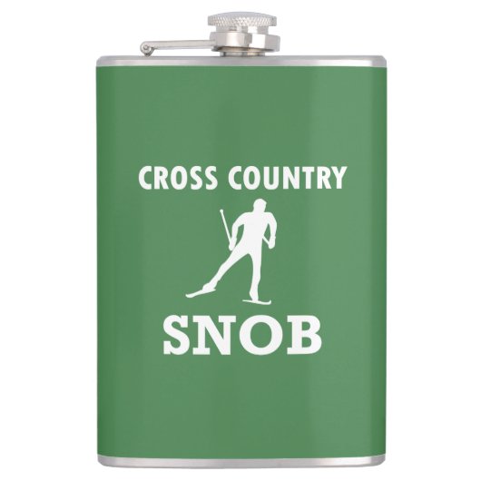 Ski Snob over land (witte Logo) Heupfles (Voorkant)