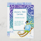 Ski Snowboard Penguin Baby Faire-part de naissance (Devant / Derrière)