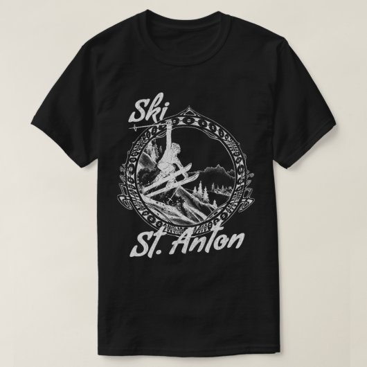 Ski St Anton Oostenrijk sneeuwskivakantie T-shirt (Design voorkant)