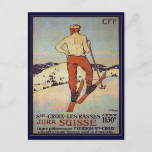  Ski, St Croix les rasses, Jura Suisse Briefkaart