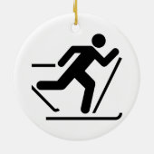 Ski-symbool voor het hele land keramisch ornament (Achterkant)