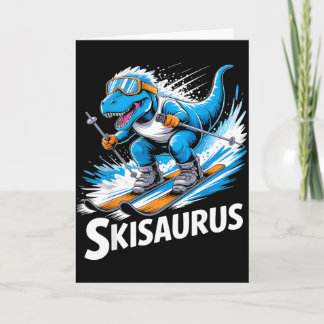 Ski t-rex wintersport skiër dino grappig skiën kaart