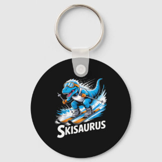 Ski t-rex wintersport skiër dino grappig skiën sleutelhanger