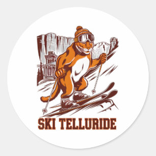 Ski Telluride Mountain Lion Skiactie-avontuur Graf Ronde Sticker