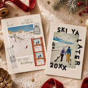 Ski-thema unieke winter kerst foto feestdagenkaart