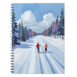 Ski Trail | Mountain Skiing Watercolor Winter Notitieboek