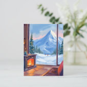 Ski Trip | Mountain Lodge Watercolor Winter Briefkaart (Staand voorkant)
