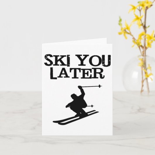 Ski u later Funny Downhill Alpine Skien T-shirt Kaart (Gele Bloem)