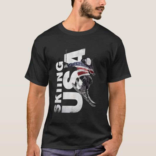 Ski Usa Support L'Équipe Tshirt Usa Drapeau Ski (Devant)